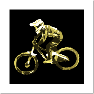 mtb downhill yellow Posters and Art